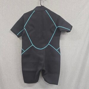 SeaSkin Womens Black Turquoise Shorty Wetsuit Front Zip Neoprene Size Large‎